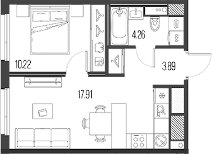 1-комнатная квартира 36.28 м², 2/10 эт., ЖК «LEGENDA Васильевского»